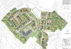 Ariel view of proposed Horntye Park Sports Complex residential development